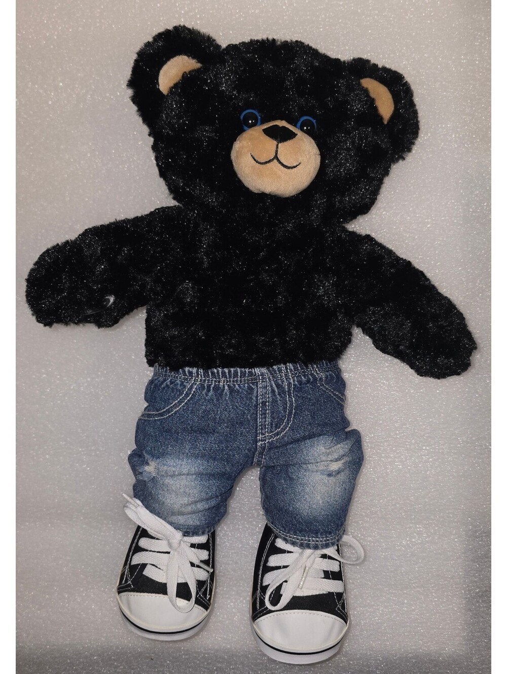 Build-A-Bear 16” Plush Black Bear w/Jeans & Black Sneakers